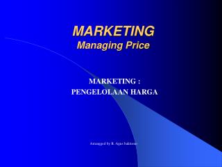 MARKETING Managing Price