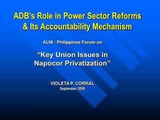 ADB’s Role in Power Sector Reforms &amp; Its Accountability Mechanism