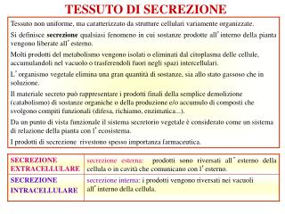 TESSUTO DI SECREZIONE