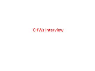CHWs Interview