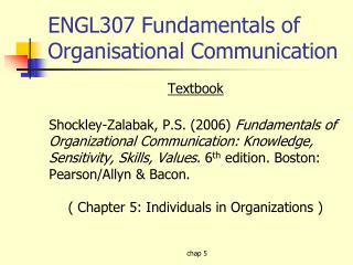ENGL307 Fundamentals of Organisational Communication