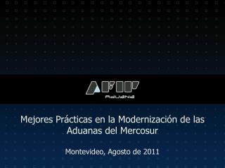 Mejores Prácticas en la Modernización de las Aduanas del Mercosur Montevideo, Agosto de 2011