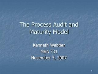 The Process Audit and Maturity Model