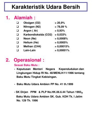 Karakteristik Udara Bersih