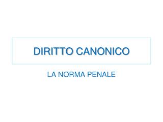 DIRITTO CANONICO