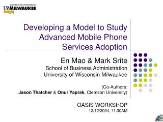 Developing a Model to Study Advanced Mobile Phone Services Adoption