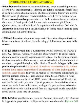 STORIA DELLA FISICA ATOMICA
