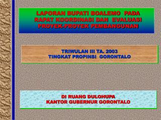 TRIWULAN III TA. 2003 TINGKAT PROPINSI GORONTALO