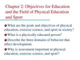 Chapter 2: Objectives for Education and the Field of Physical Education and Sport