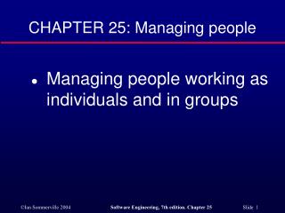 CHAPTER 25: Managing people