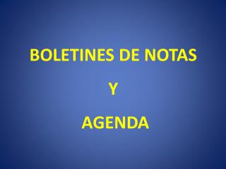 BOLETINES DE NOTAS Y AGENDA