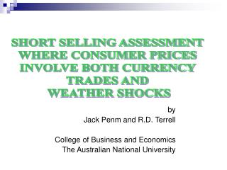 by Jack Penm and R.D. Terrell College of Business and Economics The Australian National University