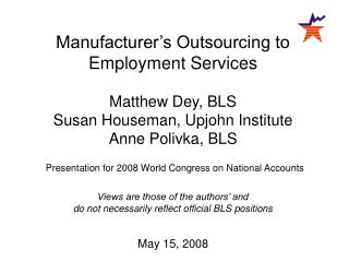 Outline of Presentation