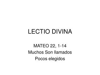 LECTIO DIVINA