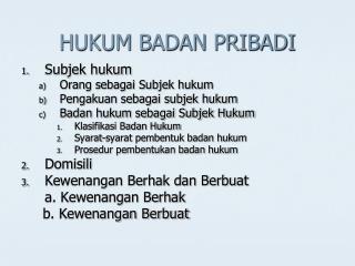 HUKUM BADAN PRIBADI