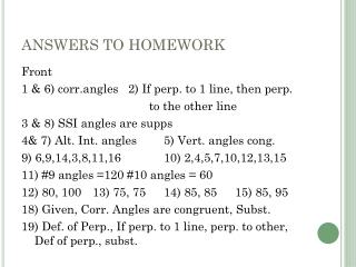 ANSWERS TO HOMEWORK