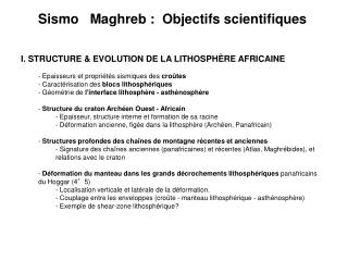 I. STRUCTURE &amp; EVOLUTION DE LA LITHOSPHÈRE AFRICAINE