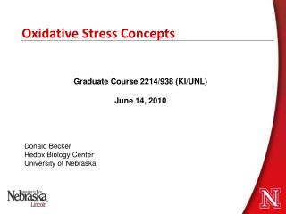 Oxidative Stress Concepts