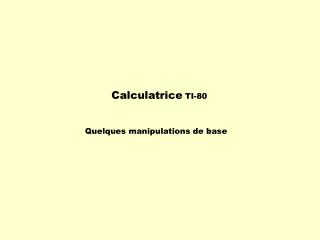 Calculatrice TI-80