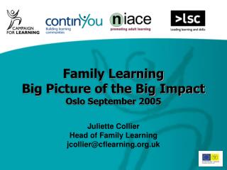 Family Learning Big Picture of the Big Impact Oslo September 2005 Juliette Collier