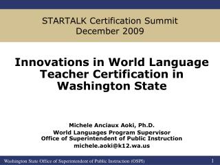 STARTALK Certification Summit December 2009