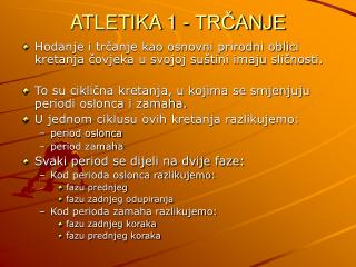 ATLETIKA 1 - TRČANJE