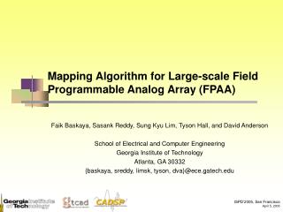 Mapping Algorithm for Large-scale Field Programmable Analog Array (FPAA)