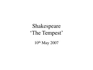 Shakespeare ‘The Tempest’