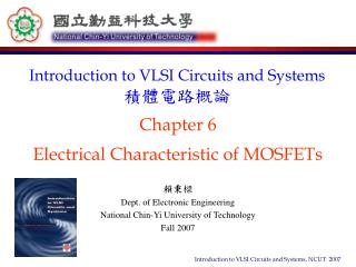 Chapter 6 Electrical Characteristic of MOSFETs