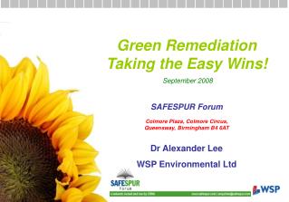 Green Remediation Taking the Easy Wins ! September 2008 SAFESPUR Forum