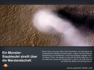 Ein Monster-Staubteufel streift über die Marslandschaft