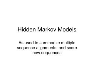 Hidden Markov Models