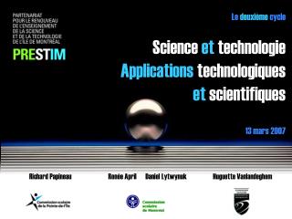 Le deuxième cycle Science et technologie Applications technologiques et scientifiques