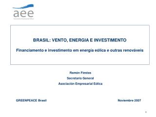 BRASIL: VENTO, ENERGIA E INVESTIMENTO