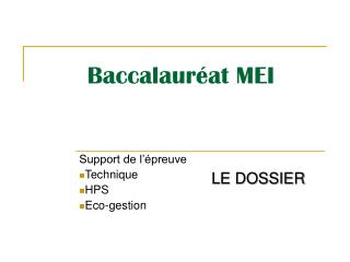 Baccalauréat MEI