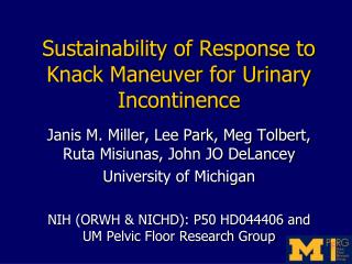 Sustainability of Response to Knack Maneuver for Urinary Incontinence