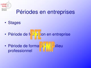 Périodes en entreprises