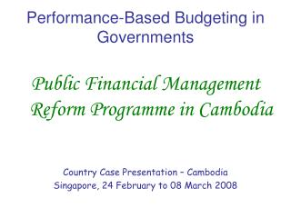 Performance-Based Budgeting in Governments