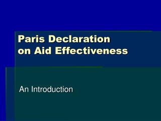 Paris Declaration on Aid Effectiveness