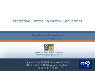 Predictive Control in Matrix Converters