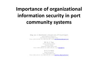 Importance of organizational information security in port community systems