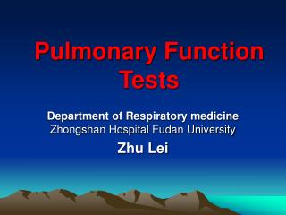 Pulmonary Function Tests
