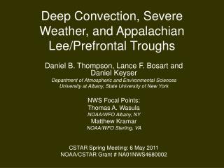 Deep Convection, Severe Weather, and Appalachian Lee/Prefrontal Troughs