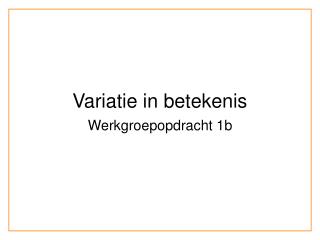 Variatie in betekenis