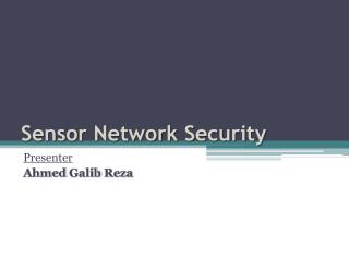 Sensor Network Security