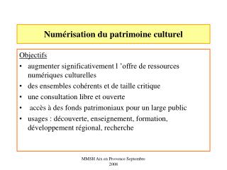 Numérisation du patrimoine culturel