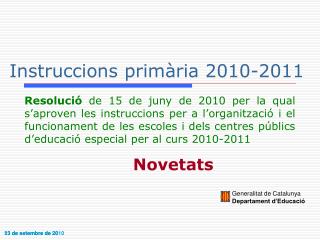 Instruccions primària 2010-2011