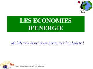 LES ECONOMIES D’ENERGIE