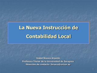 La Nueva Instrucción de Contabilidad Local