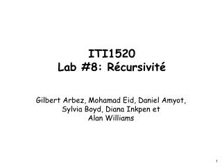 ITI1520 Lab #8: Récursivité